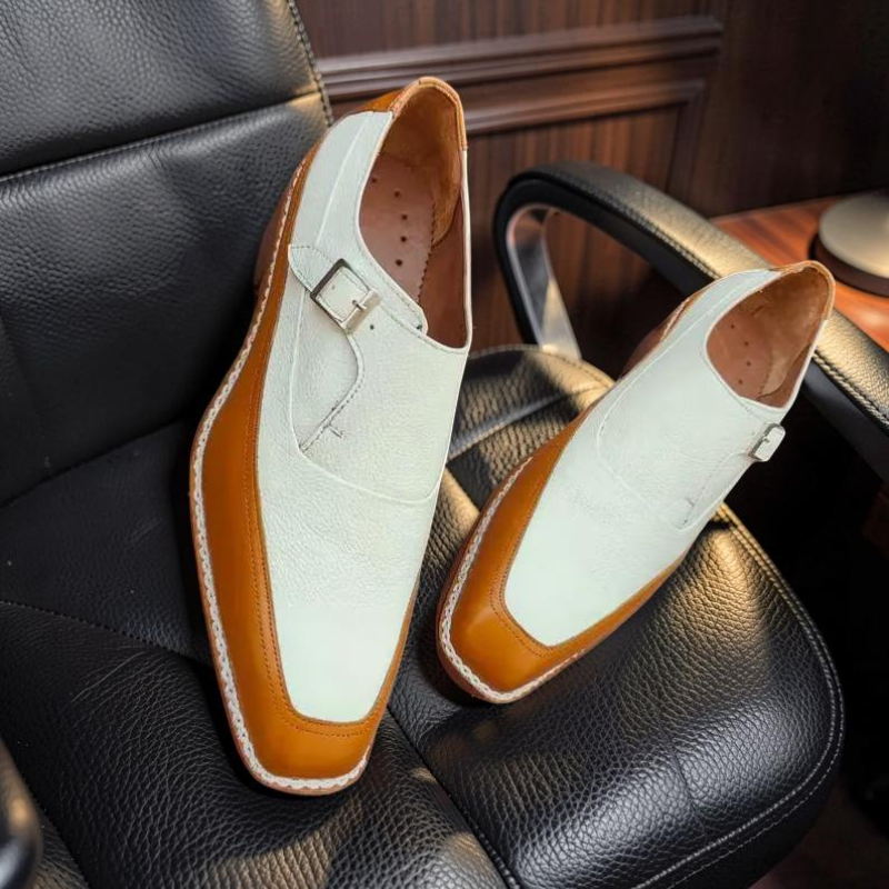 Men’s White Leather Loafers – Elegant Casual Dress Shoes, Handmade Slip-On Shoes, Classic Formal Shoes, Wedding & Business Footwear