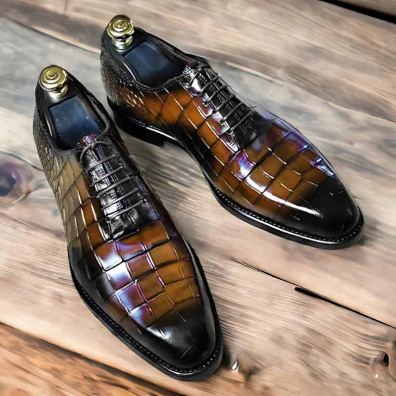 Men’s Leather Dress Shoes – Handmade Formal Oxfords, Elegant Business Shoes, Classic Glossy Leather Shoes