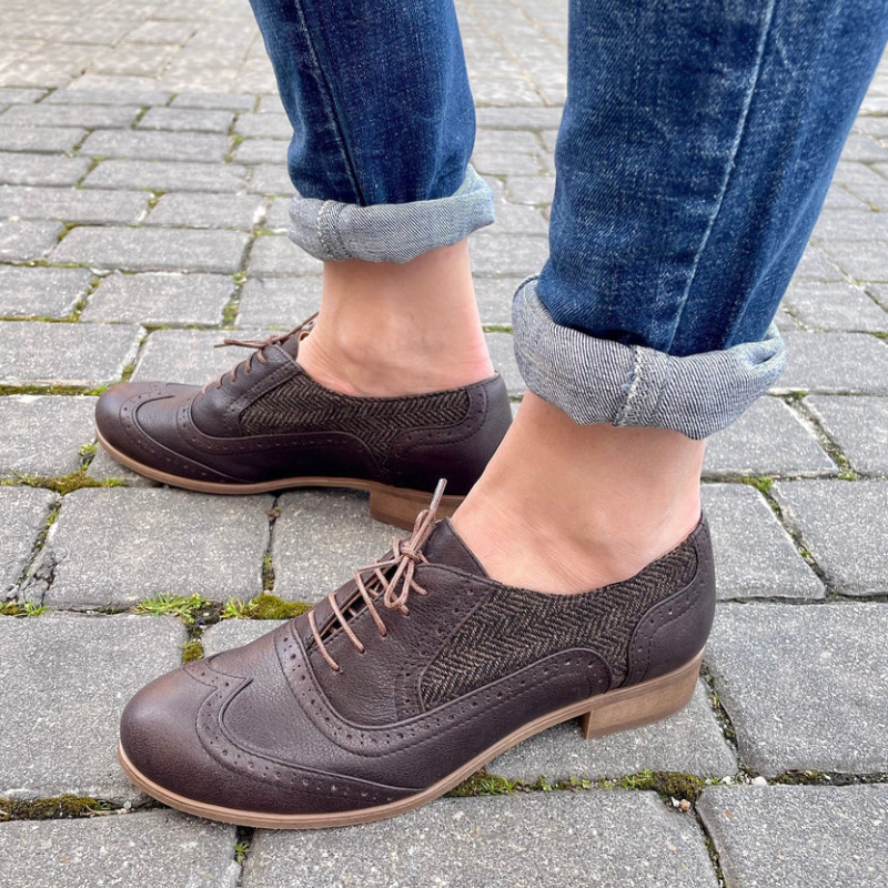 Men’s Brown Leather-Look Oxford Dress Shoes – Classic Lace-Up Formal & Casual Shoes