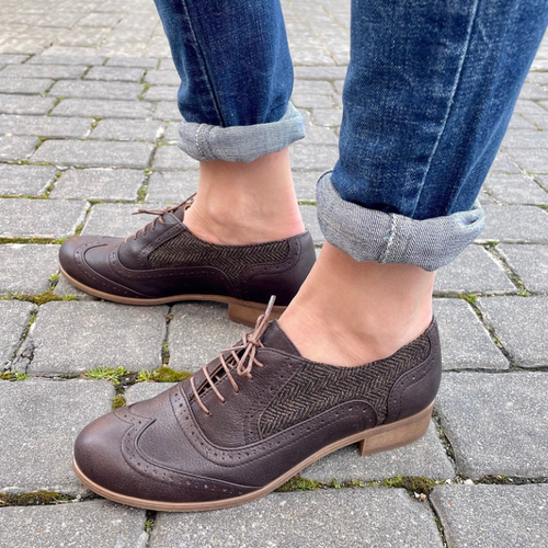 Men’s Brown Leather-Look Oxford Dress Shoes – Classic Lace-Up Formal & Casual Shoes