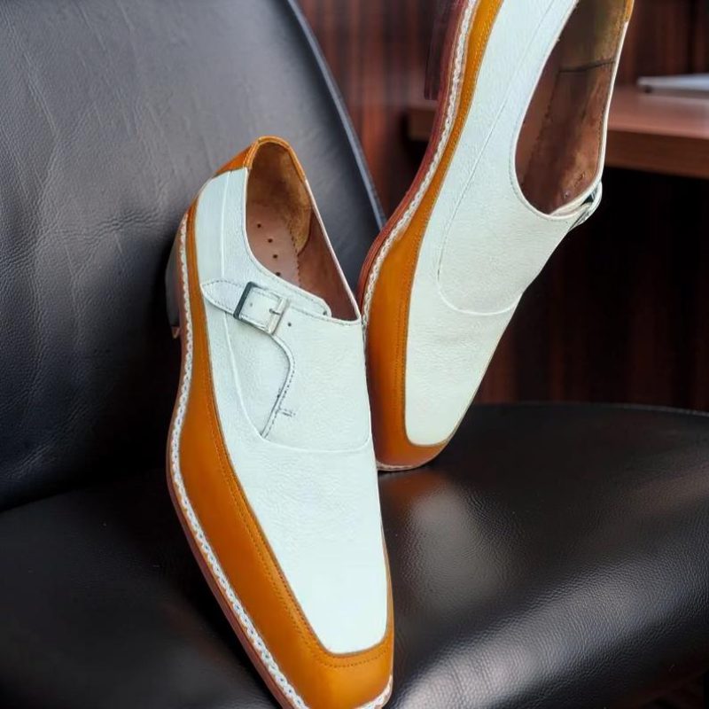 Men’s White Leather Loafers – Elegant Casual Dress Shoes, Handmade Slip-On Shoes, Classic Formal Shoes, Wedding & Business Footwear