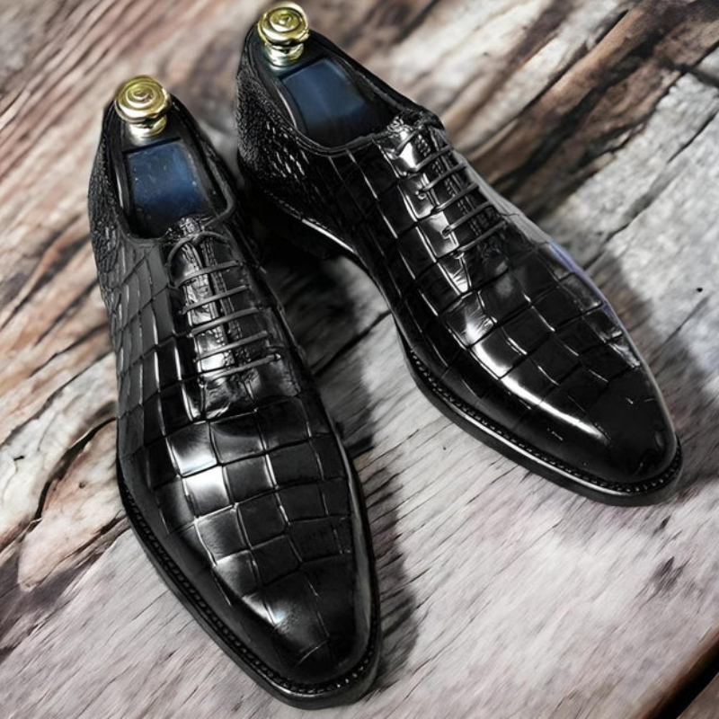Men’s Leather Dress Shoes – Handmade Formal Oxfords, Elegant Business Shoes, Classic Glossy Leather Shoes