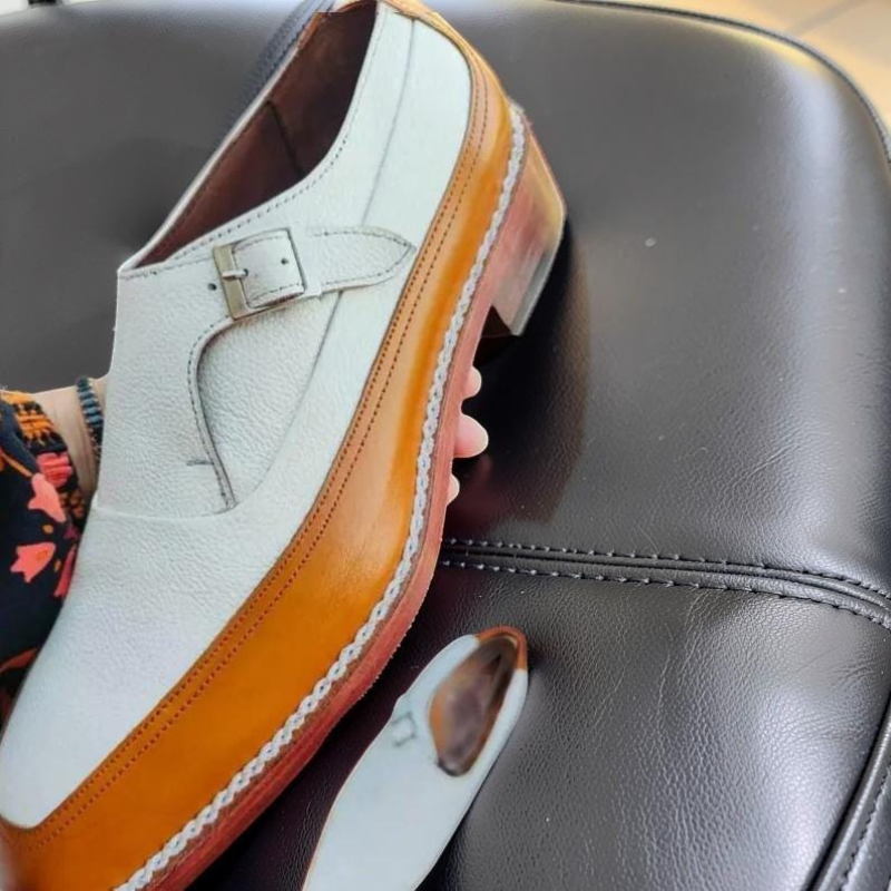 Men’s White Leather Loafers – Elegant Casual Dress Shoes, Handmade Slip-On Shoes, Classic Formal Shoes, Wedding & Business Footwear