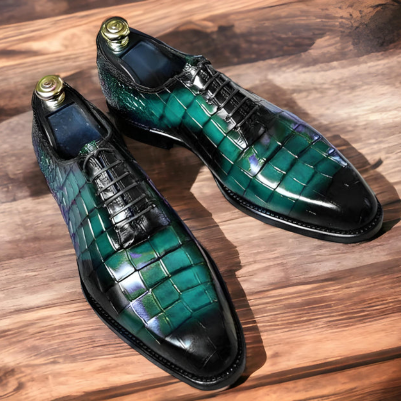 Men’s Leather Dress Shoes – Handmade Formal Oxfords, Elegant Business Shoes, Classic Glossy Leather Shoes