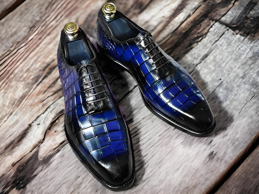 Etsy's Pick Handmade Alligator Leather Oxford Shoes – Whole Cut Lace-Up Dress Shoes Classic Formal Footwear.