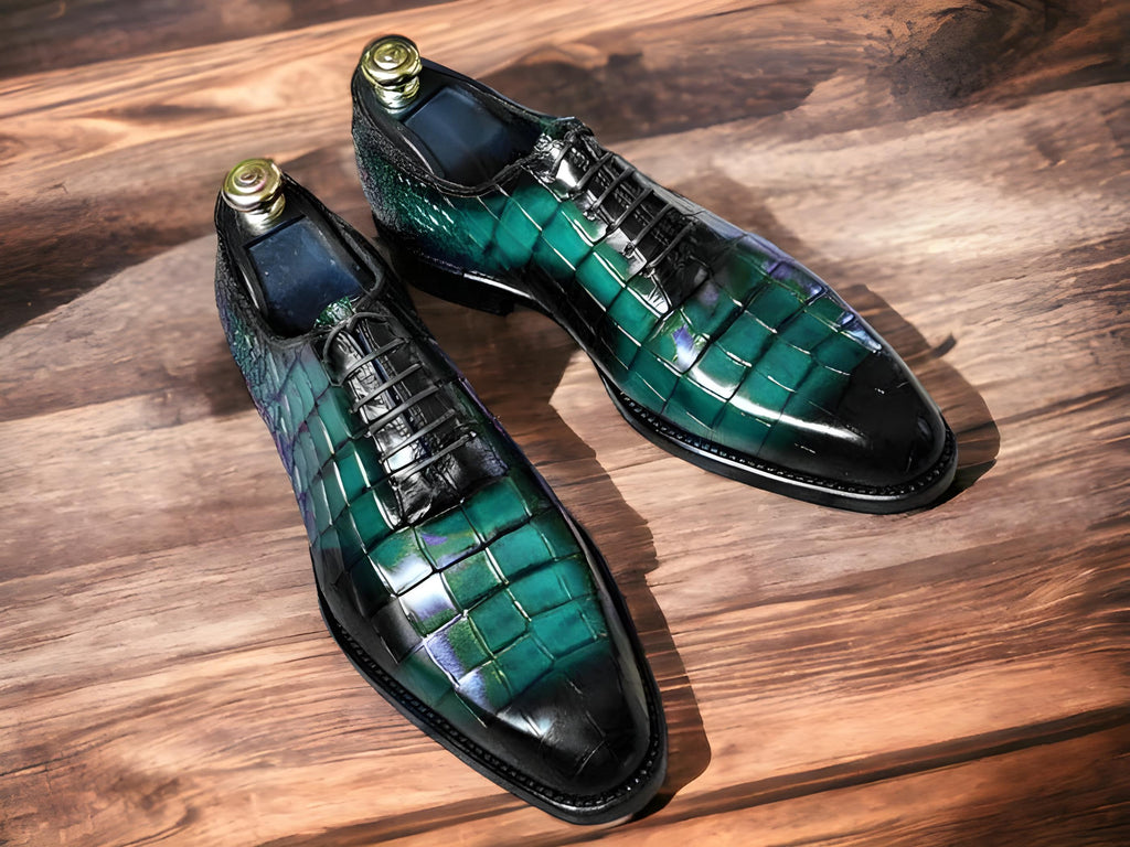 Etsy's Pick Handmade Alligator Leather Oxford Shoes – Whole Cut Lace-Up Dress Shoes Classic Formal Footwear.