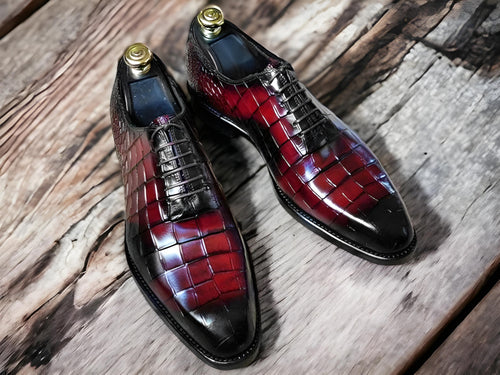 Etsy's Pick Handmade Alligator Leather Oxford Shoes – Whole Cut Lace-Up Dress Shoes Classic Formal Footwear.